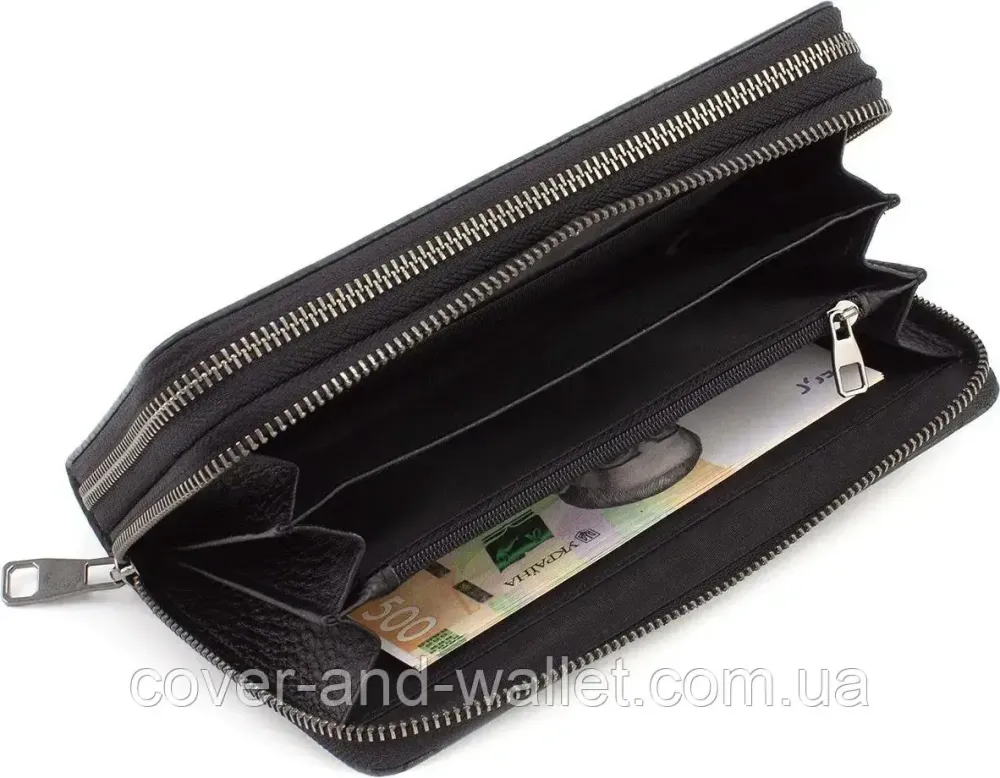 Стильний чоловічий шкіряний клатч на дві блискавки з фактурою під рептилію Marco Coverna 5902C Київ - фото 6