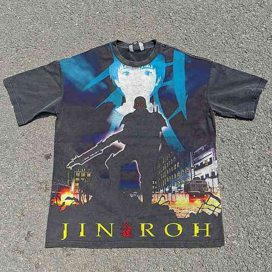 Футболка чоловіча з принтом аніме Аніме Джін Рох Аніме оверсайз (S/M/L) Черний Дніпро