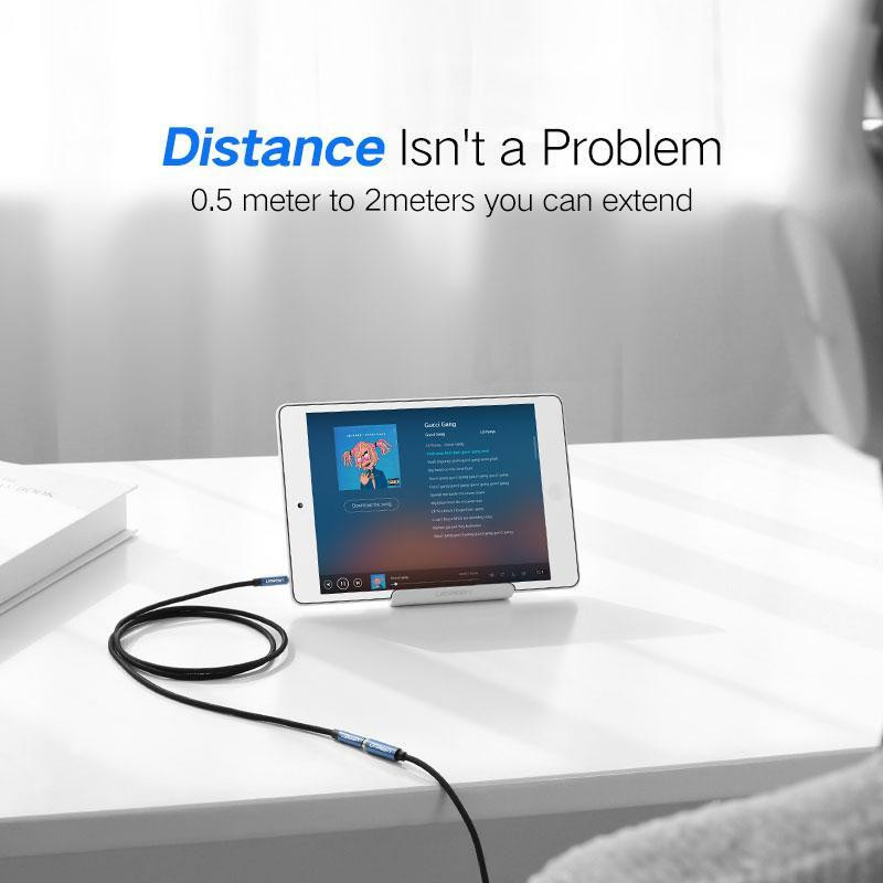 AUX 3.5 mm подовжувач Ugreen AV118 аудіо кабель (Чорний з синім, 4-pin, 0.5м) Николаев - изображение 3