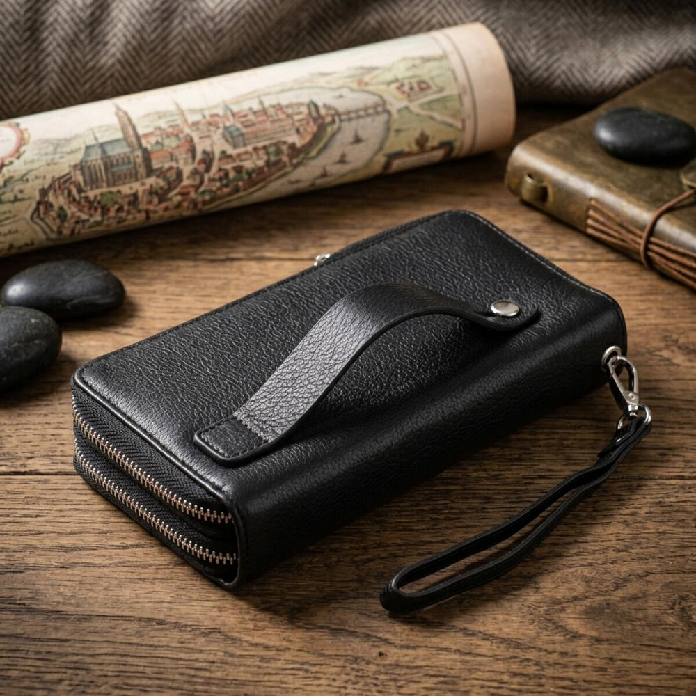Чоловічий клатч на два відділення з натуральної шкіри ST Leather 22531 Чорний Київ - фото 14