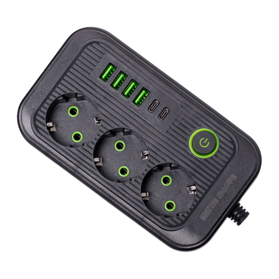 Yiwu Мережевий фільтр кабель 4.75 м подовжувач F16 на 3 розетки 4 usb 2 type-c та кнопкою відкл Коломия