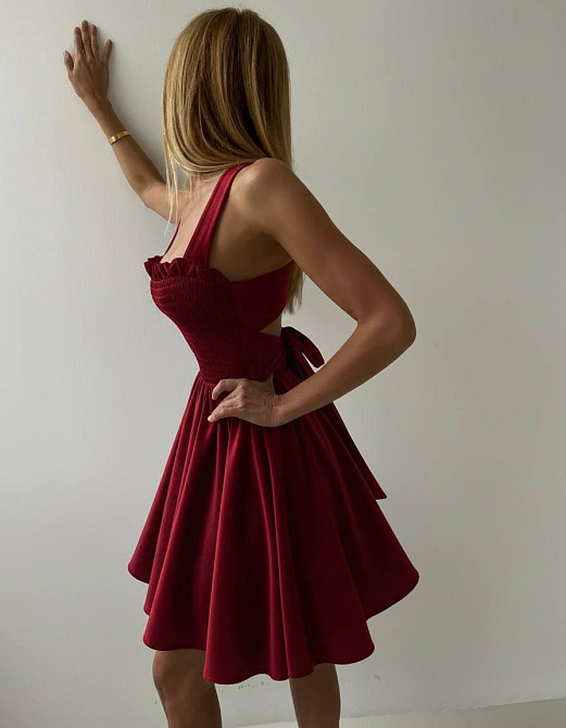 Женское элегантное праздничное бархатное платье Красный, 42/44 Одесса - изображение 6