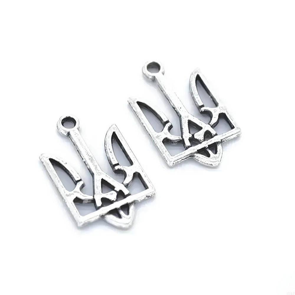 Набор подвесок RESTEQ тризуб 100 шт. серебристые металлические украшения для рукоделия Киев - изображение 2