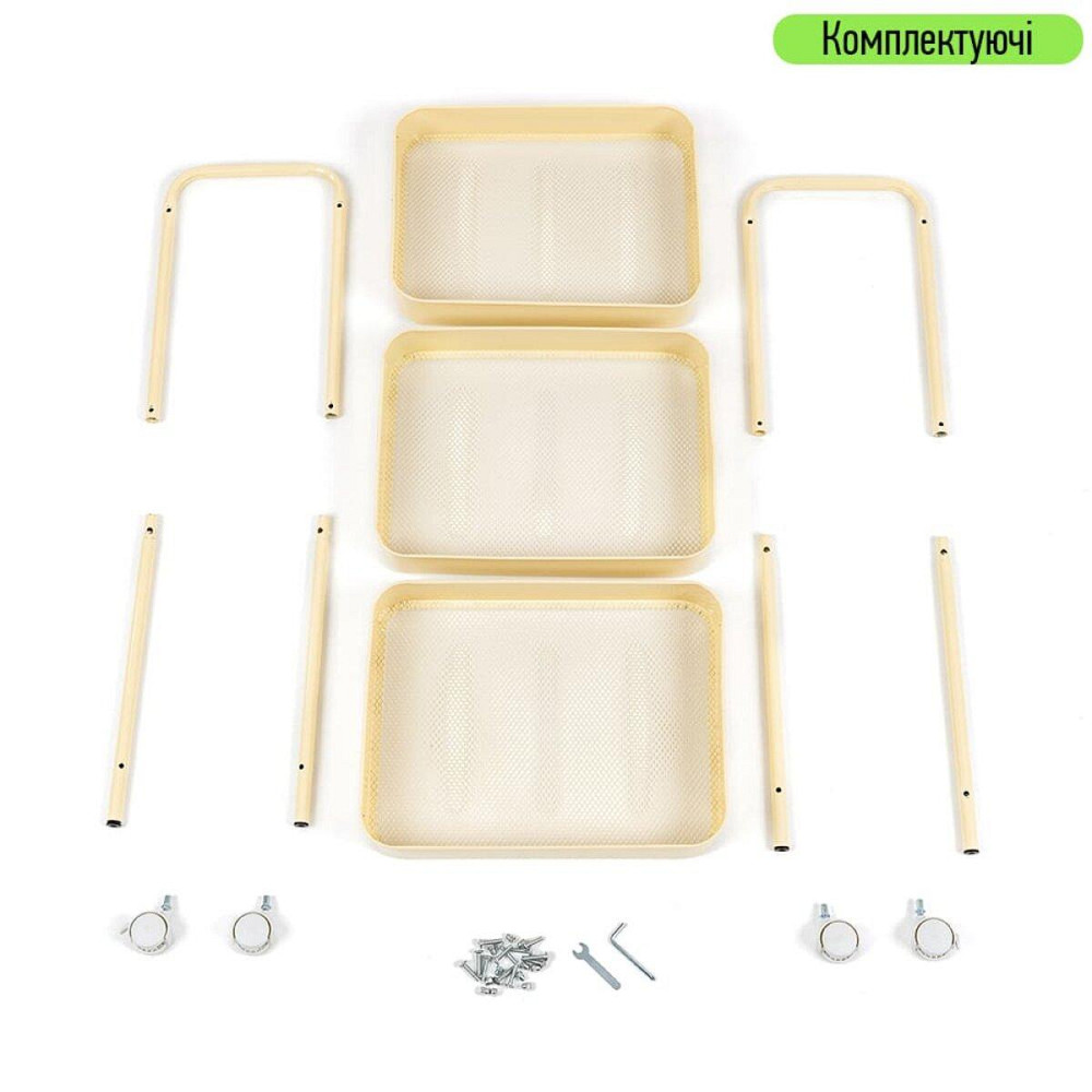 Универсальная кремовая трехъярусная этажерка на колесах Киев - изображение 6