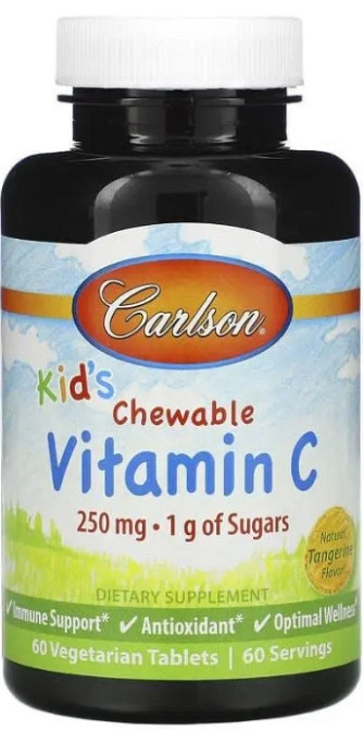 Витамин С для детей Carlson Chewable Vitamin C 250 мг 60 таб мандарин Киев - изображение 1