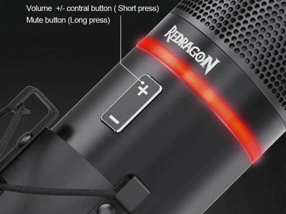 Стрімовиймікрофон Redragon Blazar GM300 (USB) металевий з підставкою кабель 1.7м Вінниця