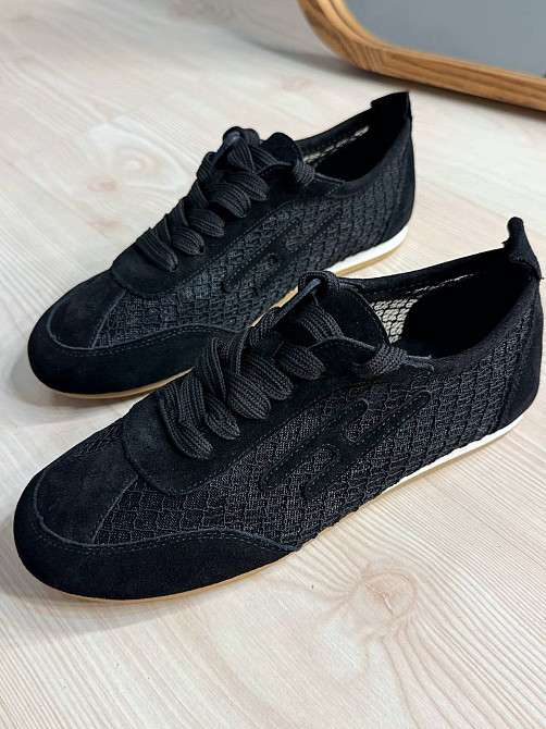 Кросівки жіночі Meideli 880-8 замшеві з сіткою снікерси чорні, 40, 25 см Київ - фото 2
