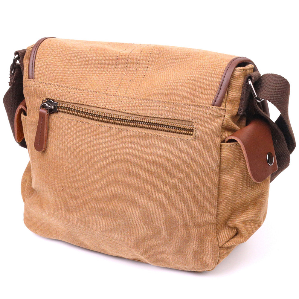 Функціональна чоловіча сумка з клапаном із текстилю Коричнева (Vintage) Київ - фото 6