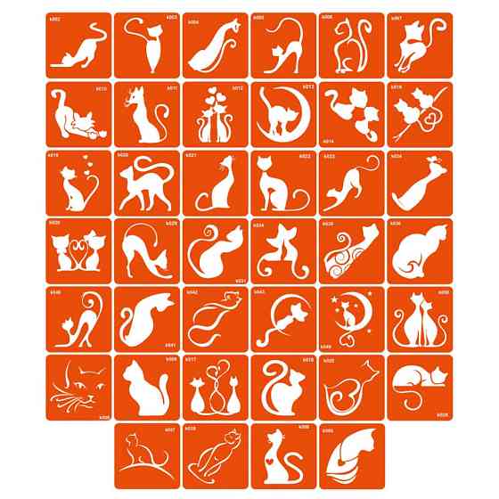 Набор трафаретов для био-тату «K - котики» k-simple_40_1 Винница