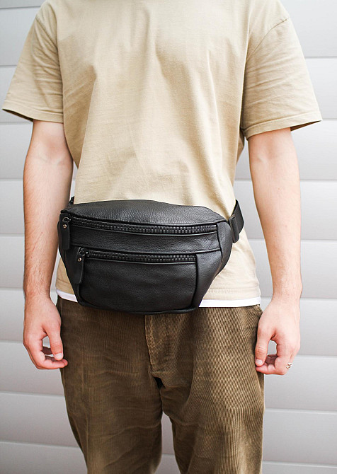 Сумка на пояс мужская из натуральной кожи флотарий SL004 (Черная) Сумы - изображение 7