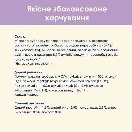 Вологий корм CAT CHOW Sensitive для дорослих котів із чутливою системою травлення, шматочки у підливці, з лососем та цукіні, 85 г Київ