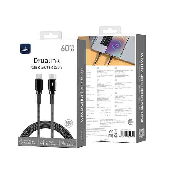 Кабель WIWU 60W Duralink Series Nylon Braided Cable Wi-C075 C-C 1M Одесса