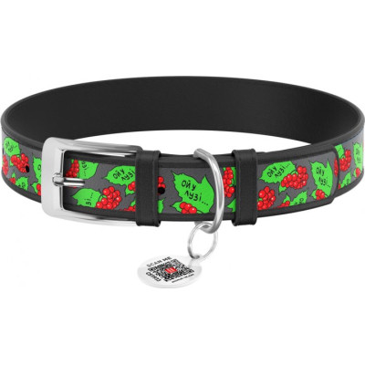 Ошейник для животных WAUDOG Design с QR паспортом "Калина" XL Ш 35 мм Д 46-59 см (черный) (3606-0228-01) Винница - изображение 1