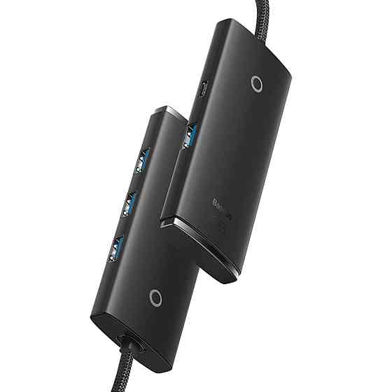 Хаб адаптер перехідник USB-Hub Baseus Lite Series 4-Port Type-C HUB Adapter (Type-C to USB 3.0*4) 25cm Black WKQX030301 Одеса