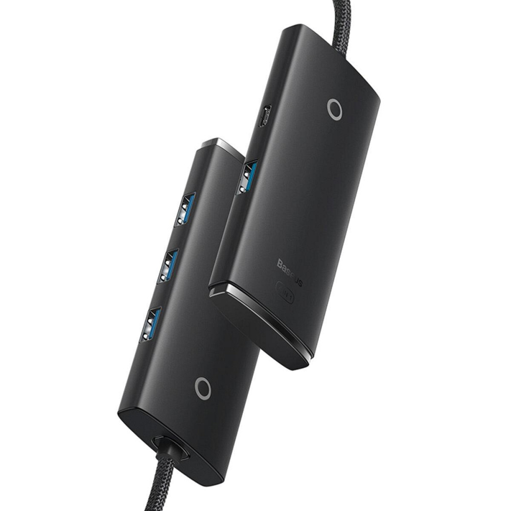Хаб адаптер перехідник USB-Hub Baseus Lite Series 4-Port Type-C HUB Adapter (Type-C to USB 3.0*4) 25cm Black WKQX030301 Одеса - фото 5