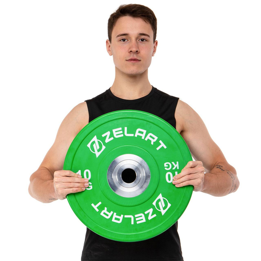 Блин (диск) бамперный для кроссфита резиновый 10 кг d-52мм Zelart-7798-10 Киев - изображение 5