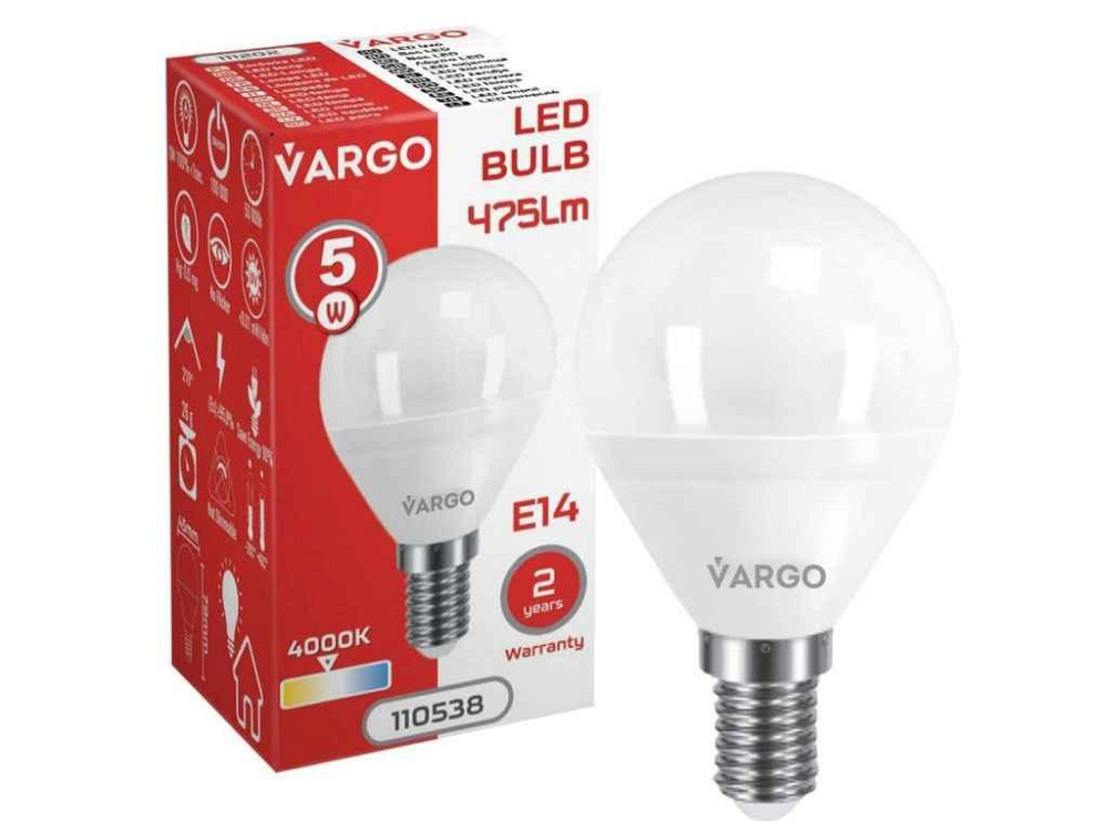 Лампа світлодіодна 5W E14 G45 4000K 220V (V-110538) ТМ VARGO Київ - фото 1