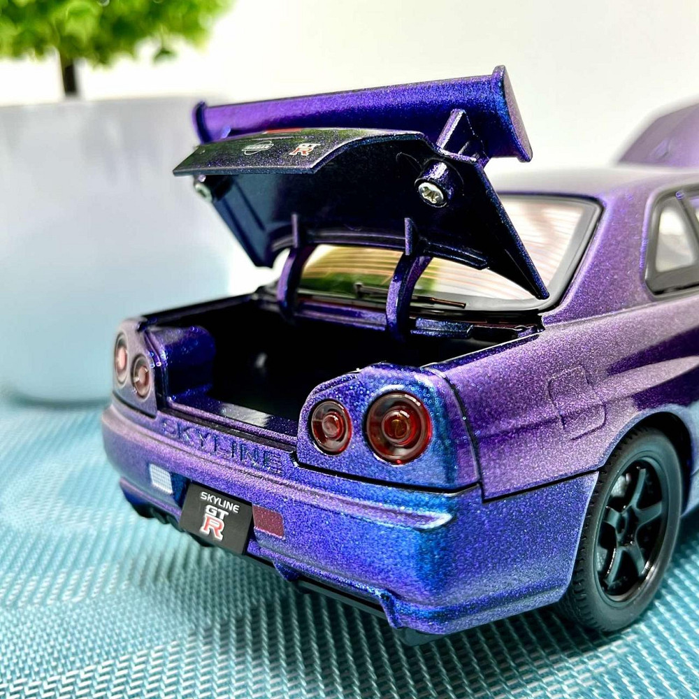 Машинка металева Авто Експерт Nissan GT-R 1:24 світло/звук відчиняються двері капот багажник Фіолетова (1990-21) Чернигов - изображение 3