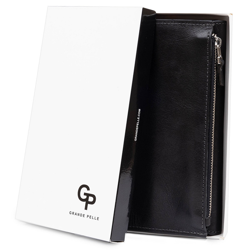 Практичне стильне портмоне унісекс GRANDE PELLE 11558 Чорний Київ - фото 8