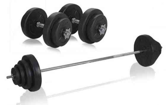 Штанга набірна на 42 кг з гантелями по 10 кг Гантелі, гирі, штанги та диски ударостійкий пластик Київ