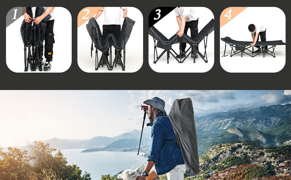 Раскладная кровать-шезлонг WCG CC-S11 с матрасом и подушкой Киев - изображение 4