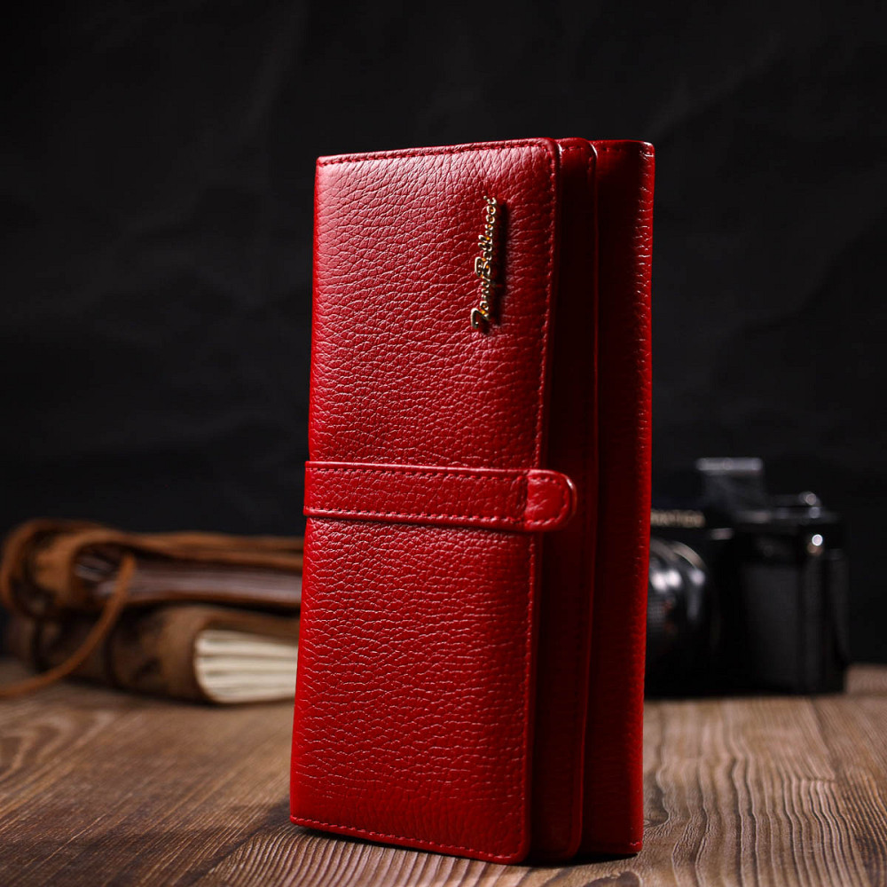 Яскравий жіночий гаманець з великою кількістю відділень із натуральної шкіри Tony Bellucci 21957 Червоний Київ - фото 7