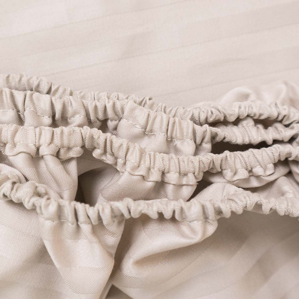 Простынь на резинке евро страйп-сатин 100% хлопок 200х200х30см 125г/м2 (Перламутровый) Сумы - изображение 2