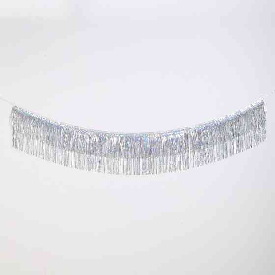 Дождик гирлянда для праздника с голограммой 180 на 35 см серебристый Киев