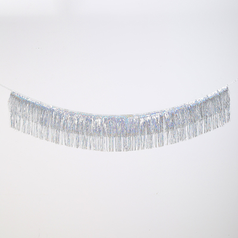 Дождик гирлянда для праздника с голограммой 180 на 35 см серебристый Киев - изображение 3