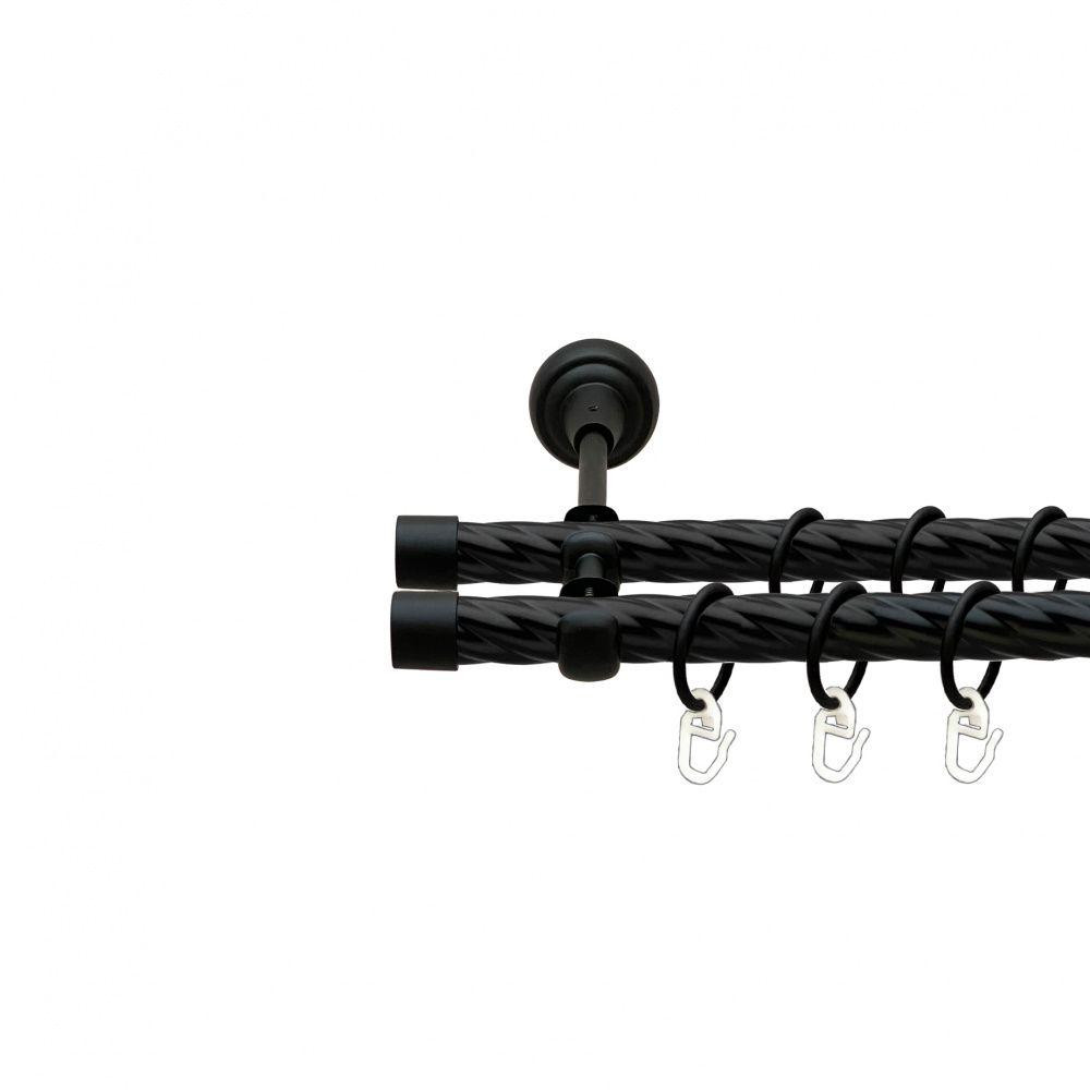 Карниз Orvit Заглушка металевий дворядний відкритий скручена труба кільце металеве Чорний Оксамит 19\19 мм 300 см (00-00007026) Львів - фото 1