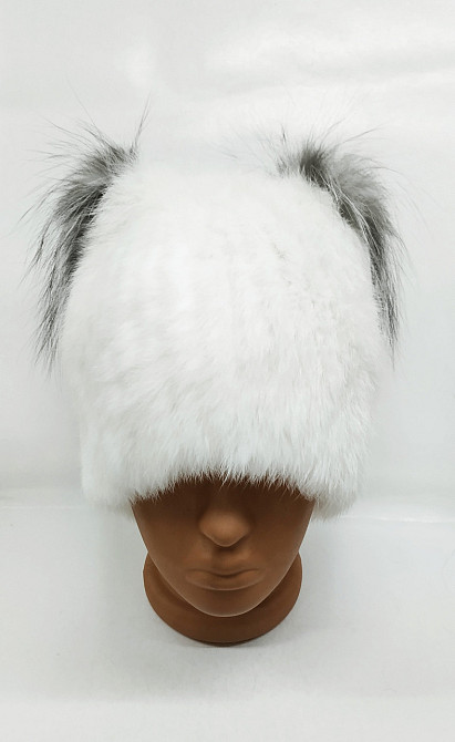 Шапка хутряна жіноча кішка Хлоя Білий Харків - фото 3