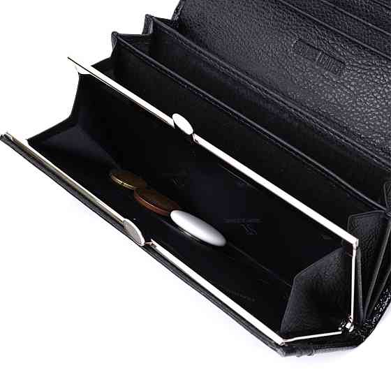 Жіночий гаманець із натуральної лакованої шкіри Чорний (ST Leather) Київ