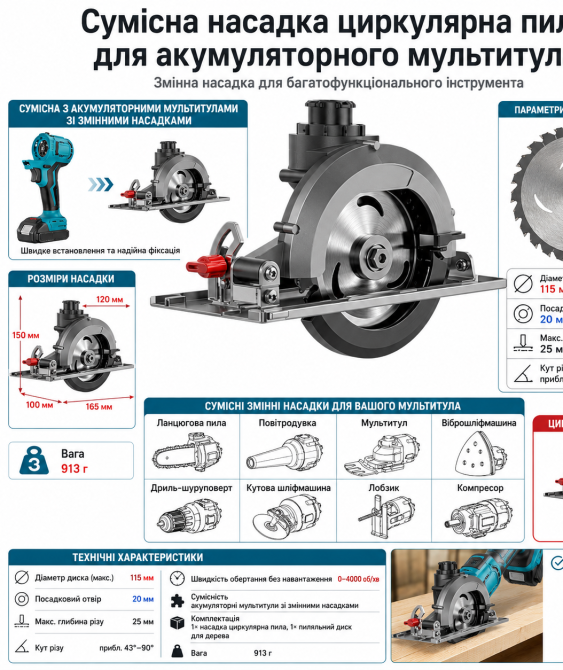 Насадка циркуляционная пила Besttool для мнргофункционального инструмента (563789271) Киев - изображение 12