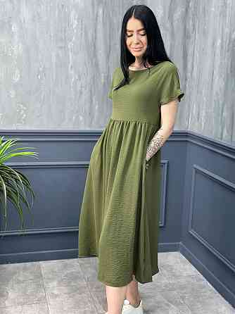 Летнее платье миди свободного кроя Ordinary 42-44, Хаки Киев
