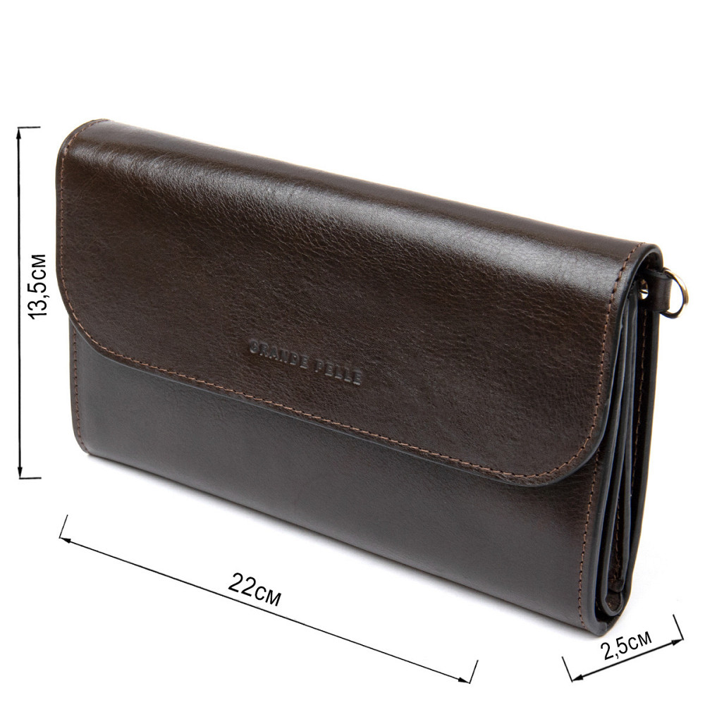 Чоловічий клатч з натуральної шкіри GRANDE PELLE 11426 Коричневий Київ - фото 3