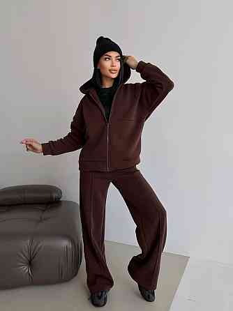 Женский теплый прогулочный костюм двойка: брюки + зип-худи трехнитка на флисе 46/48 Одесса