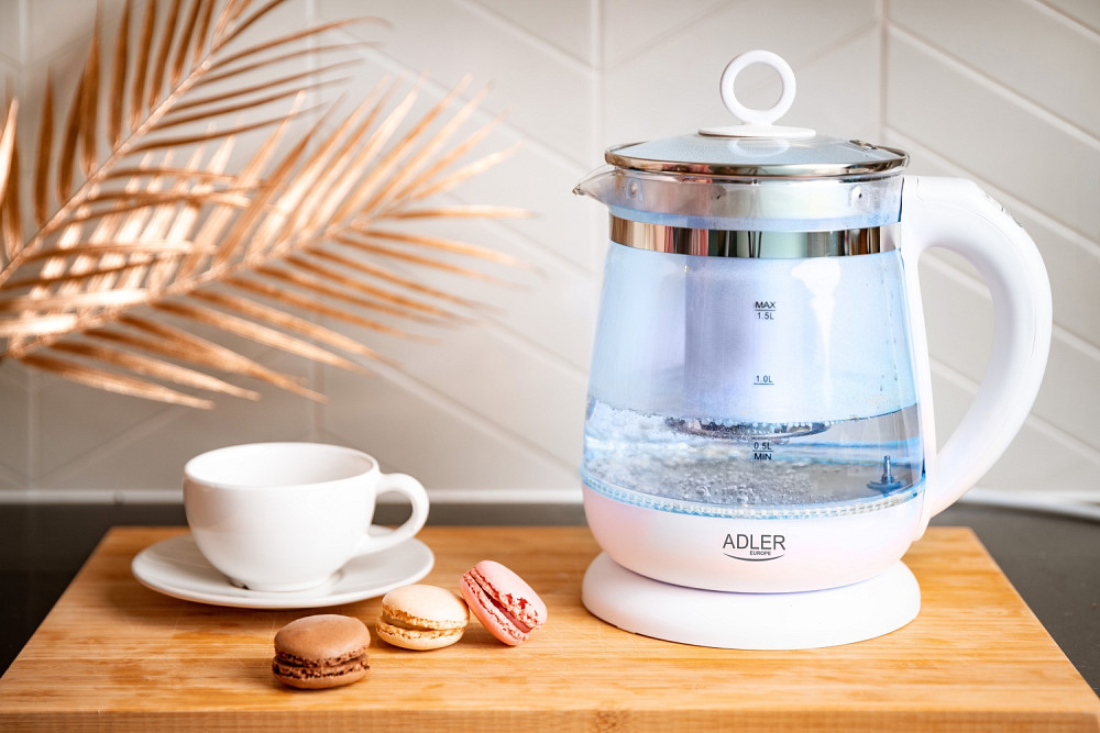 Електрочайник Adler AD 1299 1850-2200Вт/ 1.5л/ скло/ заварник/ встановлення температури/ білий Вінниця - фото 2