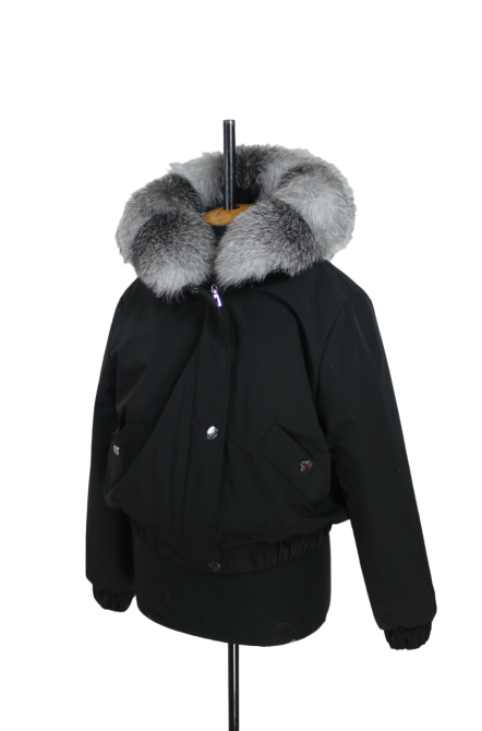 Бомбер женский с мехом блюфрост 48 Черный Харьков - изображение 8