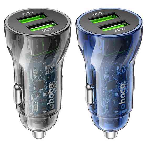 Автомобільний зарядний пристрій HOCO Z47 Transparent Discovery Edition dual port QC3.0 18W (Micro) Transparent Black Київ