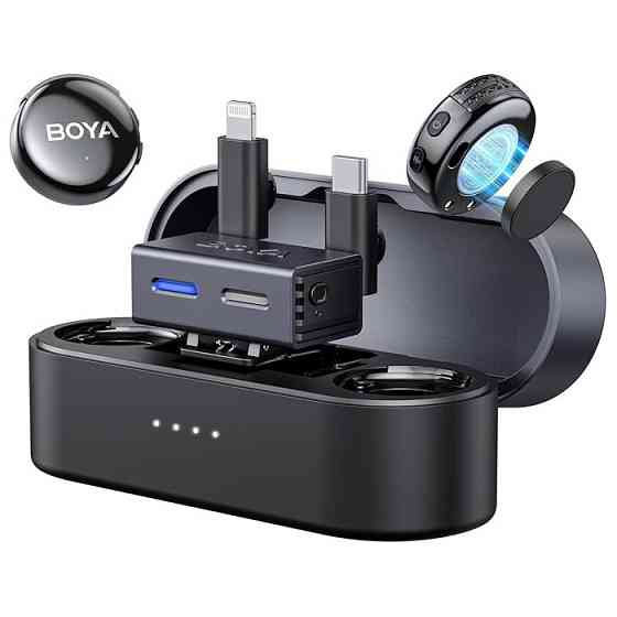 Мікрофон подвійний бездротовий з ШІ у кейсі для телефону/камери Type-C Lightning Boya BOYALINK 3-01 SBR Київ