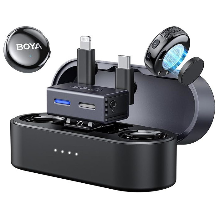 Микрофон двойной беспроводной с ИИ в кейсе для телефона/камеры Type-C Lightning Boya BOYALINK 3-01 SBR Киев - изображение 1