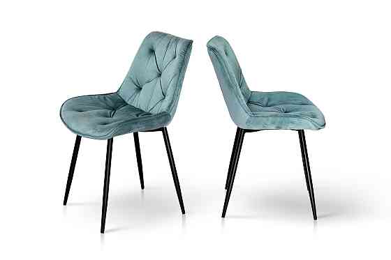 Стілець Прадо чорний/ велюр аквамарин Київ