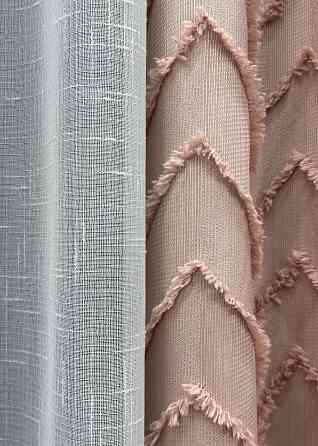Шторная ткань Лен Букле цвет пудровый 1811ш Киев