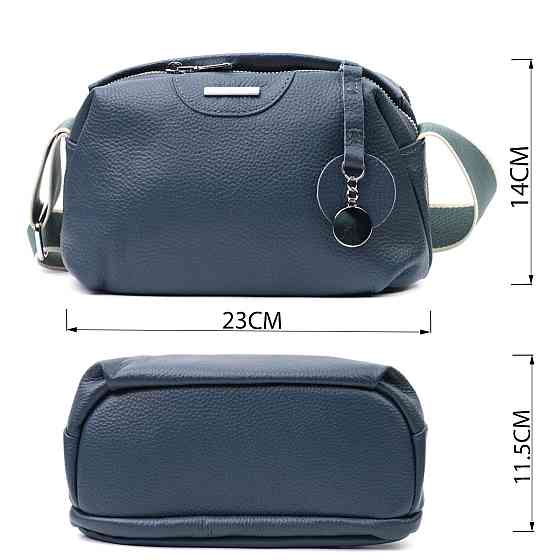 Отменная сумка на каждый день с двумя отделениями из натуральной кожи Vintage 22595 Синяя Киев