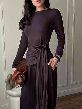 Женский стильный трендовый костюм двойка из вискозы Шоколад, 46/48 Одесса