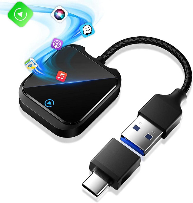 Бездротовий адаптер CarPlay Android Auto Oasplus для iPhone iOS10+ і Android 10+, USB-A Type-C, 5.8ГГц, Карплей Київ - фото 1