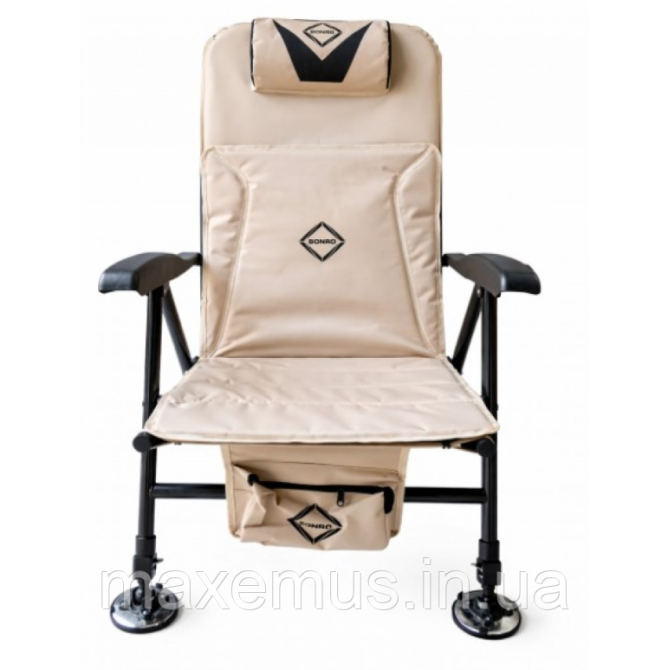 Кресло карповое рыболовное раскладное с телескопическими ножками Bonro B-115 Бежевое (до 150 кг) Мостиска - изображение 8