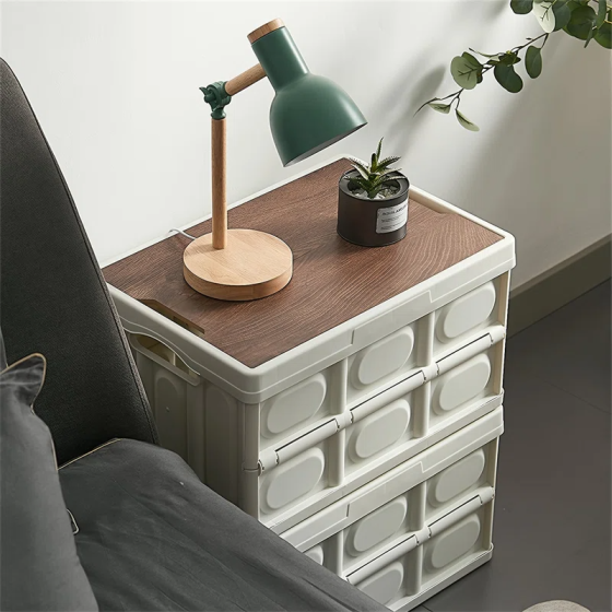 Складной контейнер с крышкой и ручками 43,5×30×24см, пластиковый органайзер с деревянной крышкой для пикника Каменец-Подольский