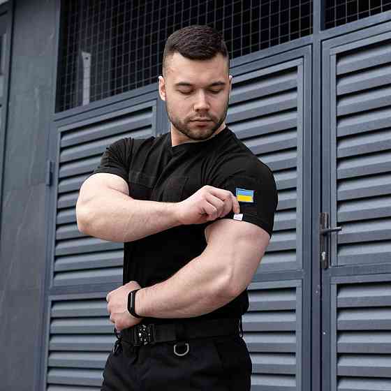 Тактическая футболка зсу Pobedov Peremoga для военнослужащих, футболка военная черная 3XL Одесса