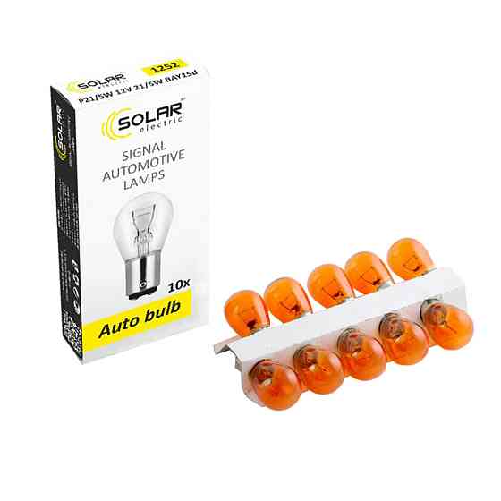 Лампа розжарювання Solar PY21W 12V 21W BAU15s Amber, 10шт Київ